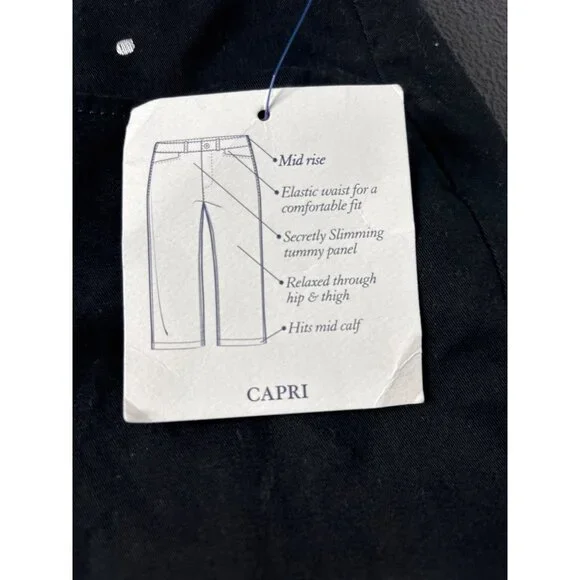 Croft & Barrow Women's Black Polka Dot Slimming Capri Pants Size M - Picture 5 of 10